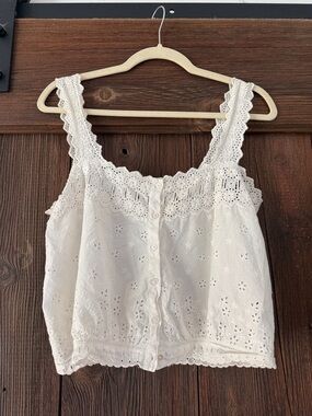 Doen Salt Eyelet Lace Button-Front Camisole